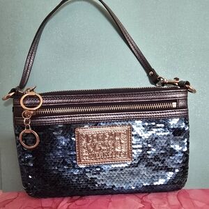 Coach Bag - Poppy By Coach - Blue Sequin Wristlet